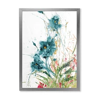 Wild Blue Abstract Farmhouse Flowers Wall Art