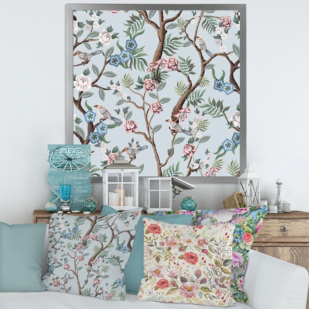 Toile « Chinoiserie with Birds and Peonies X