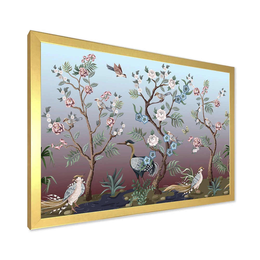 Toile « Chinoiserie with Birds and Peonies XI