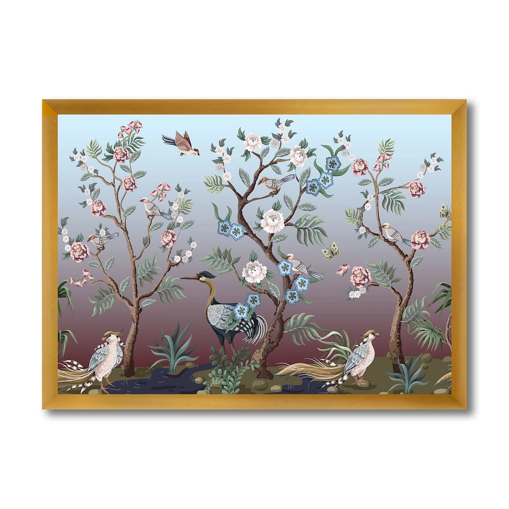 Toile « Chinoiserie with Birds and Peonies XI