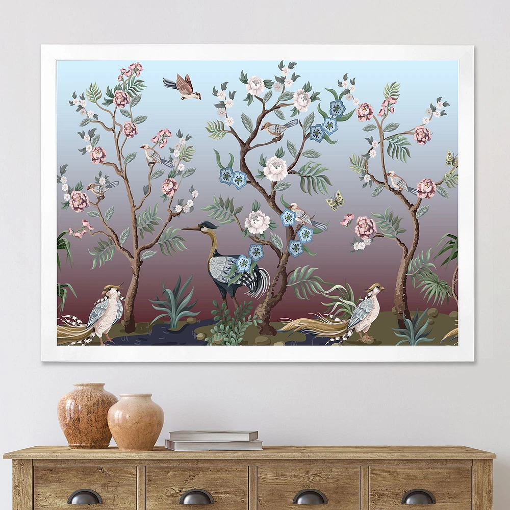 Toile « Chinoiserie with Birds and Peonies XI