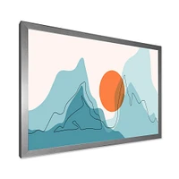 Red Moon Over Abstract Blue Mountains I  Wall Art