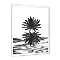 Black and White Tropical Leaf on Striped II  Wall Art