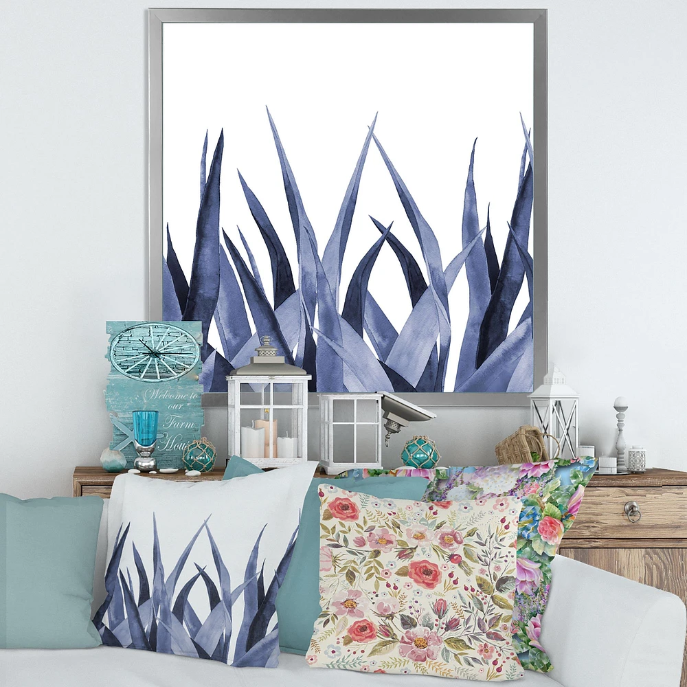 Toile imprimée « Navy Blue Agave Leaves »