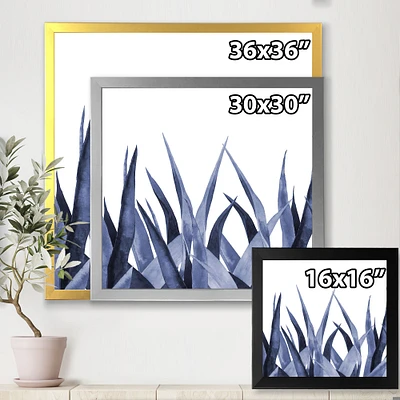 Navy Blue Agave Leaves  Wall Art