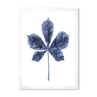 Navy Blue Chestnut Leaf  Wall Art