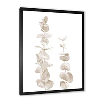 Beige Eucalyptus Branches on White  Wall Art