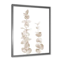 Beige Eucalyptus Branches on White  Wall Art