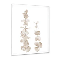 Toile « Beige Eucalyptus Branches on White »