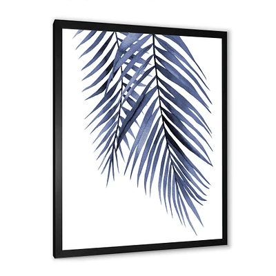 Blue Palm Leaves Abstract Tropical Branches  Wall Art