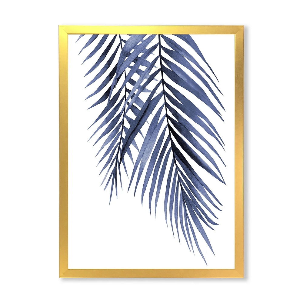 Toile « Blue Palm Leaves Abstract Tropical Branches »