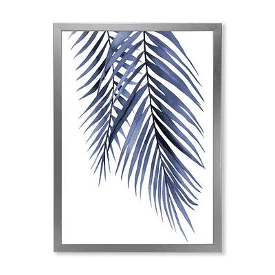 Blue Palm Leaves Abstract Tropical Branches  Wall Art