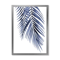 Toile « Blue Palm Leaves Abstract Tropical Branches »