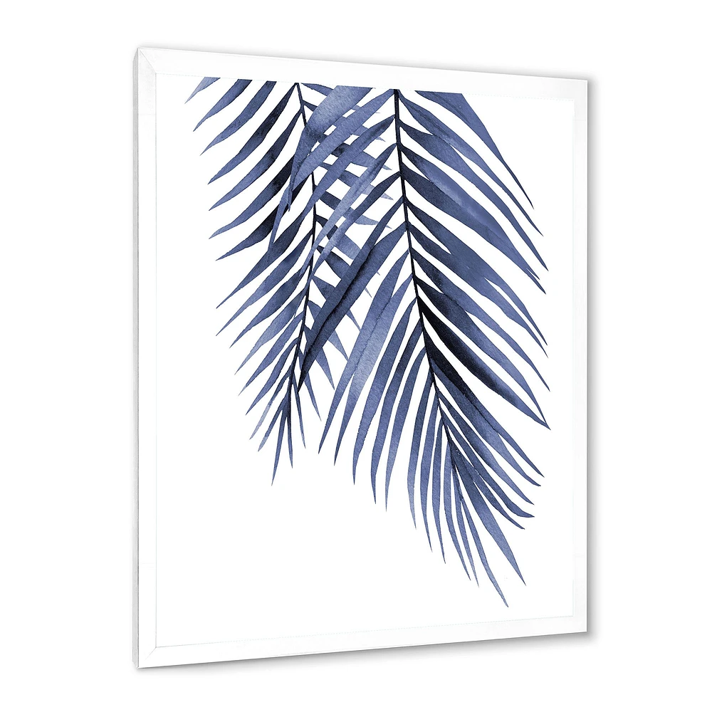 Toile « Blue Palm Leaves Abstract Tropical Branches »