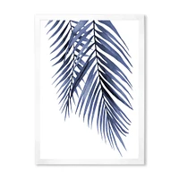 Toile « Blue Palm Leaves Abstract Tropical Branches »