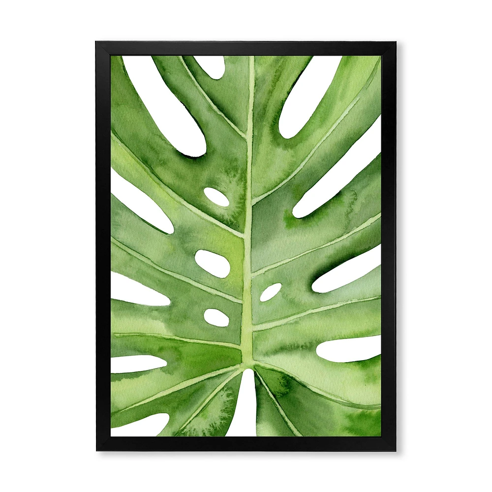 Toile « Green Monstera Leaf Tropical Palm Botanical Detail »