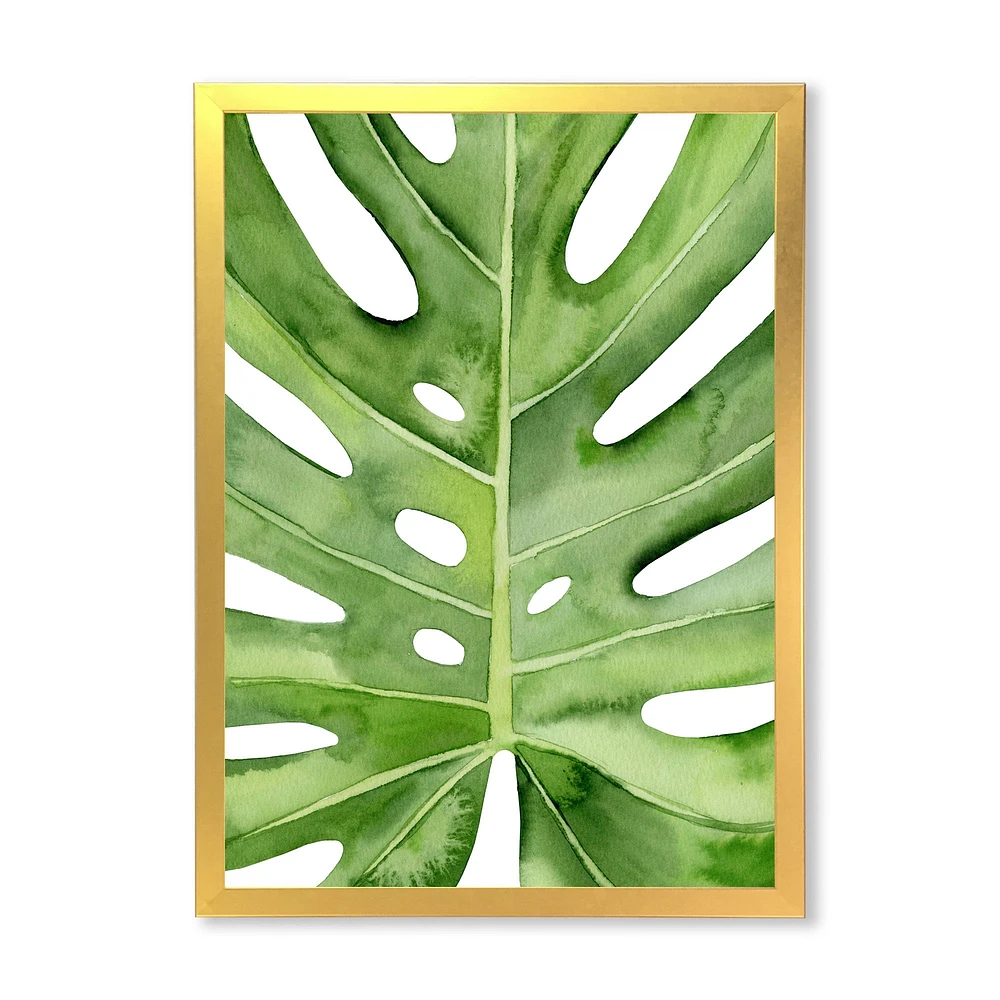 Toile « Green Monstera Leaf Tropical Palm Botanical Detail »