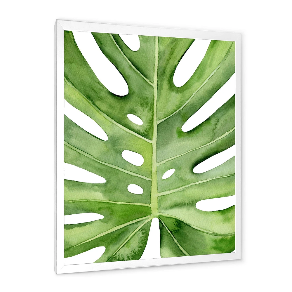 Toile « Green Monstera Leaf Tropical Palm Botanical Detail »