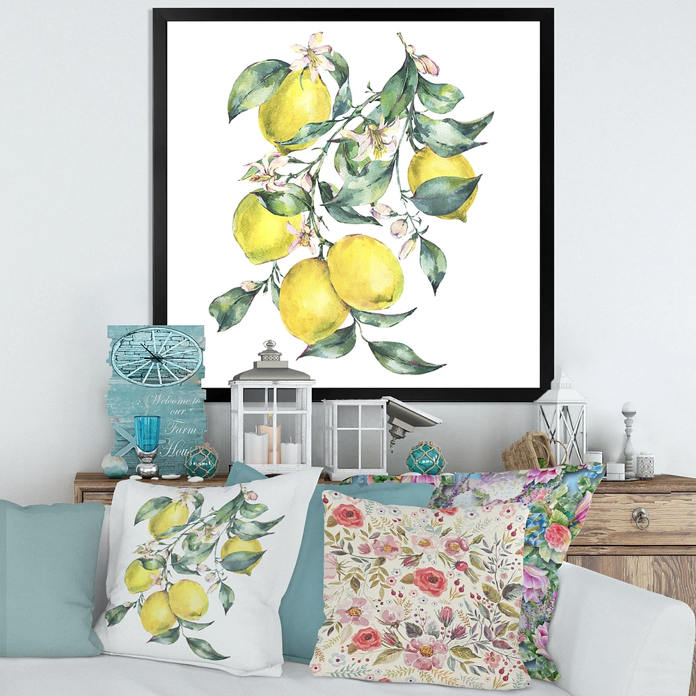 Branch of Yellow Lemons and Leaves I  Wall Art