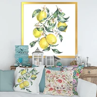 Branch of Yellow Lemons and Leaves I  Wall Art