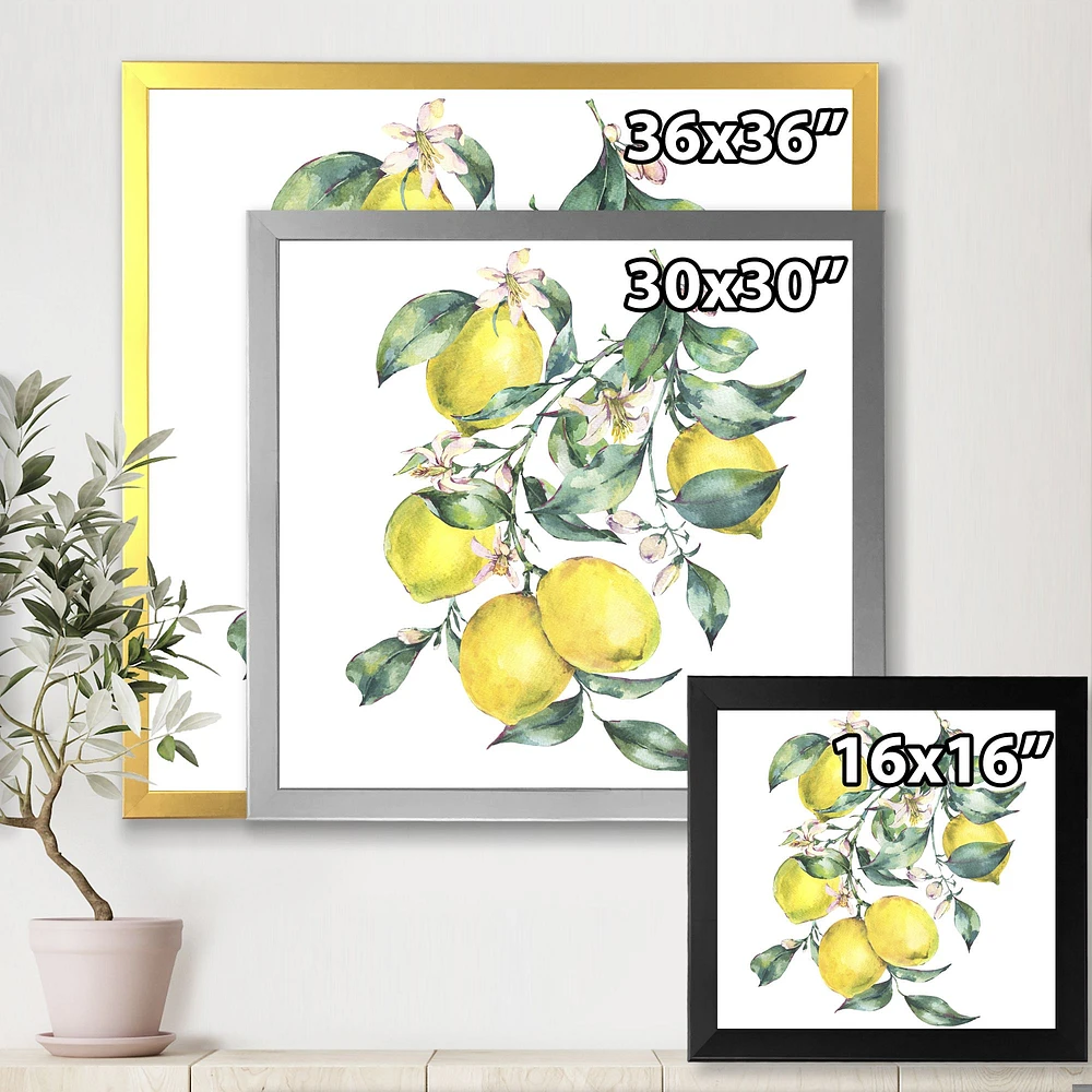 Branch of Yellow Lemons and Leaves I  Wall Art