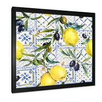 Toile « Lemon Ornament on Blue al Pattern III