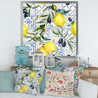 Toile « Lemon Ornament on Blue al Pattern III