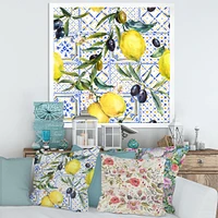 Toile « Lemon Ornament on Blue al Pattern III