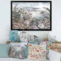 Retro Flowers by The Sea Side  Wall Art