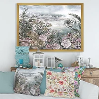 Retro Flowers by The Sea Side  Wall Art