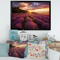 Sunrise & Dramatic Clouds Over Lavender Field IV  Wall Art