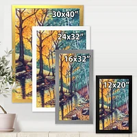 Landscape with River Autumn Forest Sunset  Wall Art