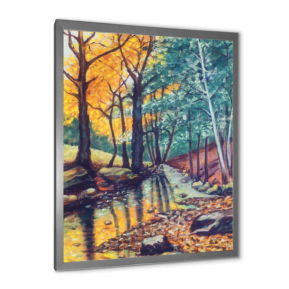 Landscape with River Autumn Forest Sunset  Wall Art