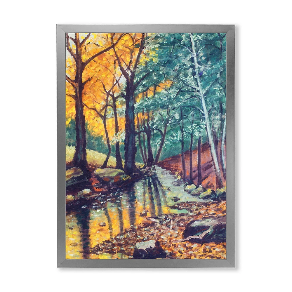 Toile « Landscape with River Autumn Forest Sunset »