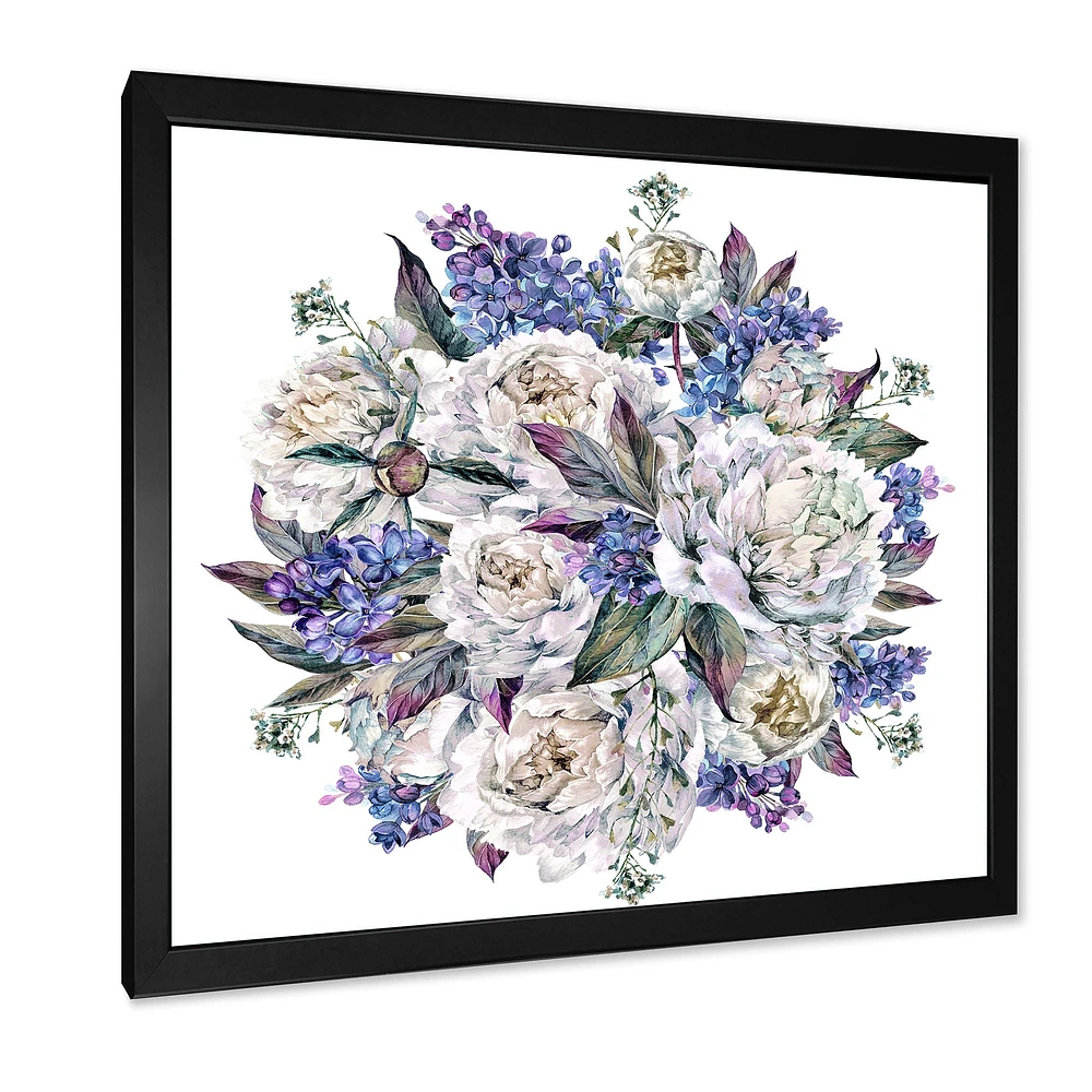 Bouquet Peonies White and Blue  Wall Art