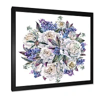 Bouquet Peonies White and Blue  Wall Art