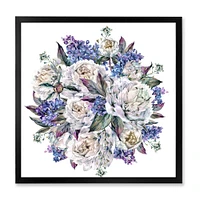 Bouquet Peonies White and Blue  Wall Art