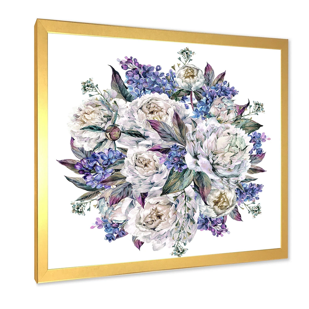 Bouquet Peonies White and Blue  Wall Art