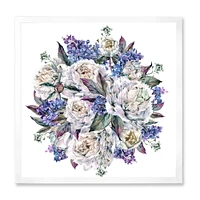 Bouquet Peonies White and Blue  Wall Art