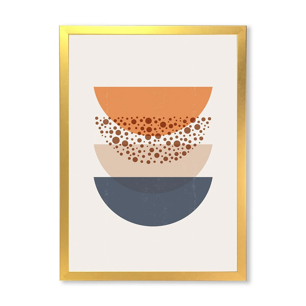 Abstract Sun & Moon Geometrics Blue Orange  Wall Art