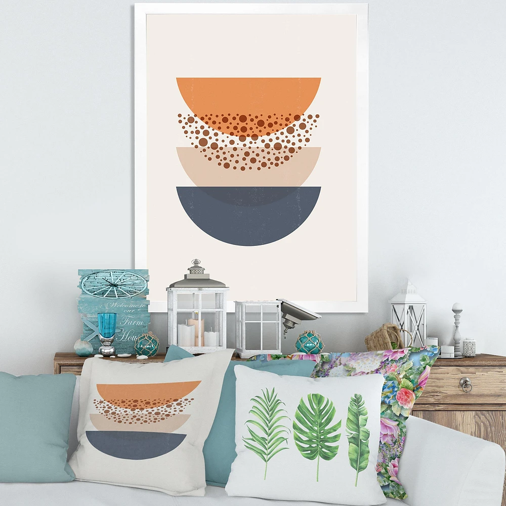 Abstract Sun & Moon Geometrics Blue Orange  Wall Art