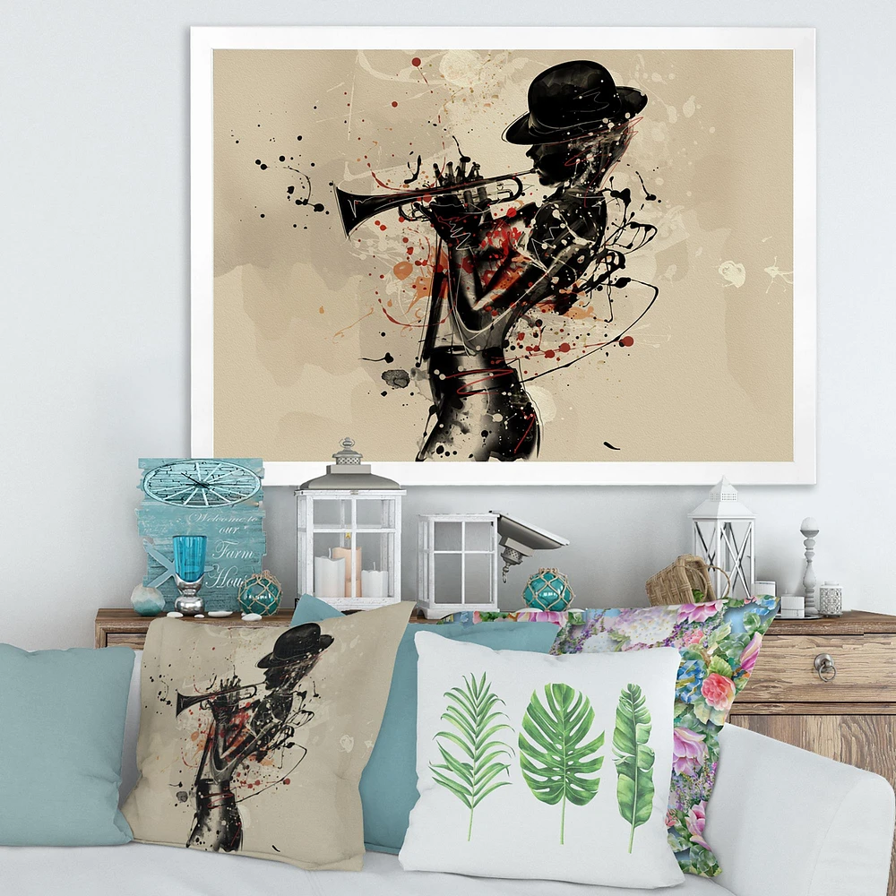 Woman Playing Jazz Trumpet  Wall Art