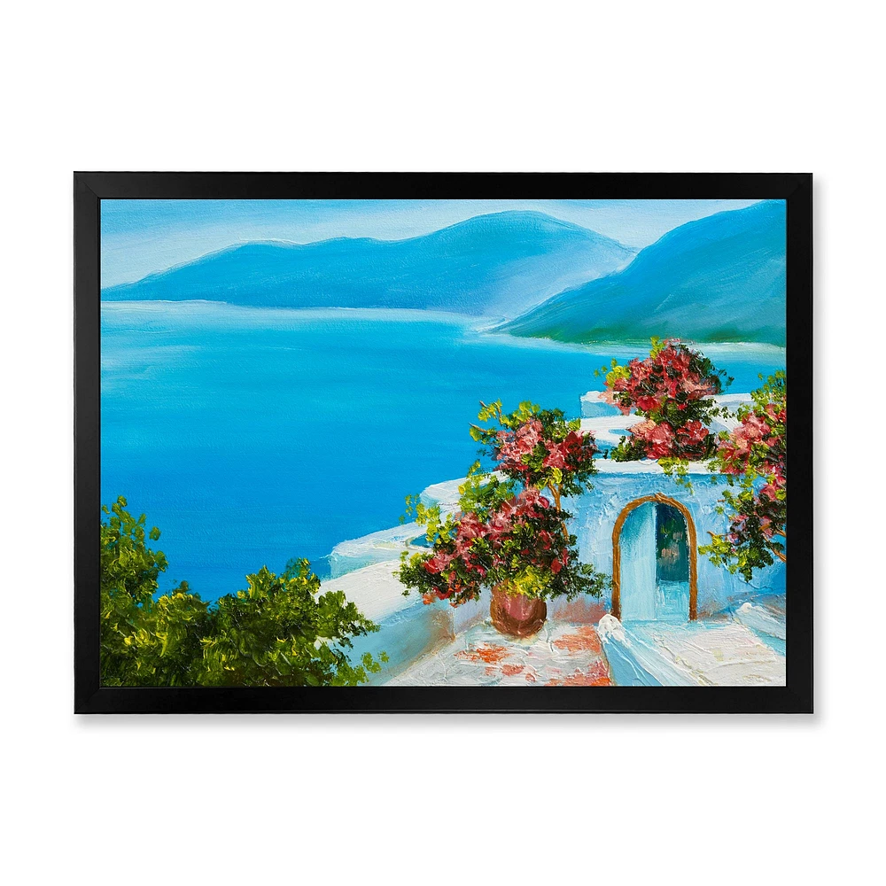 House Near The Sea Colorful Flowers I  Wall Art