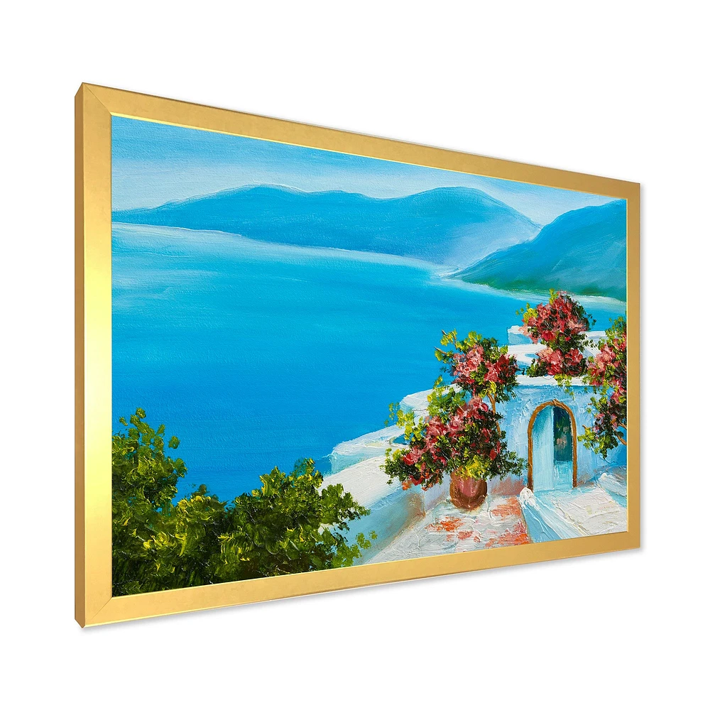 House Near The Sea Colorful Flowers I  Wall Art