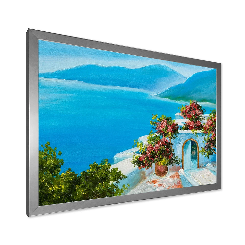 House Near The Sea Colorful Flowers I  Wall Art