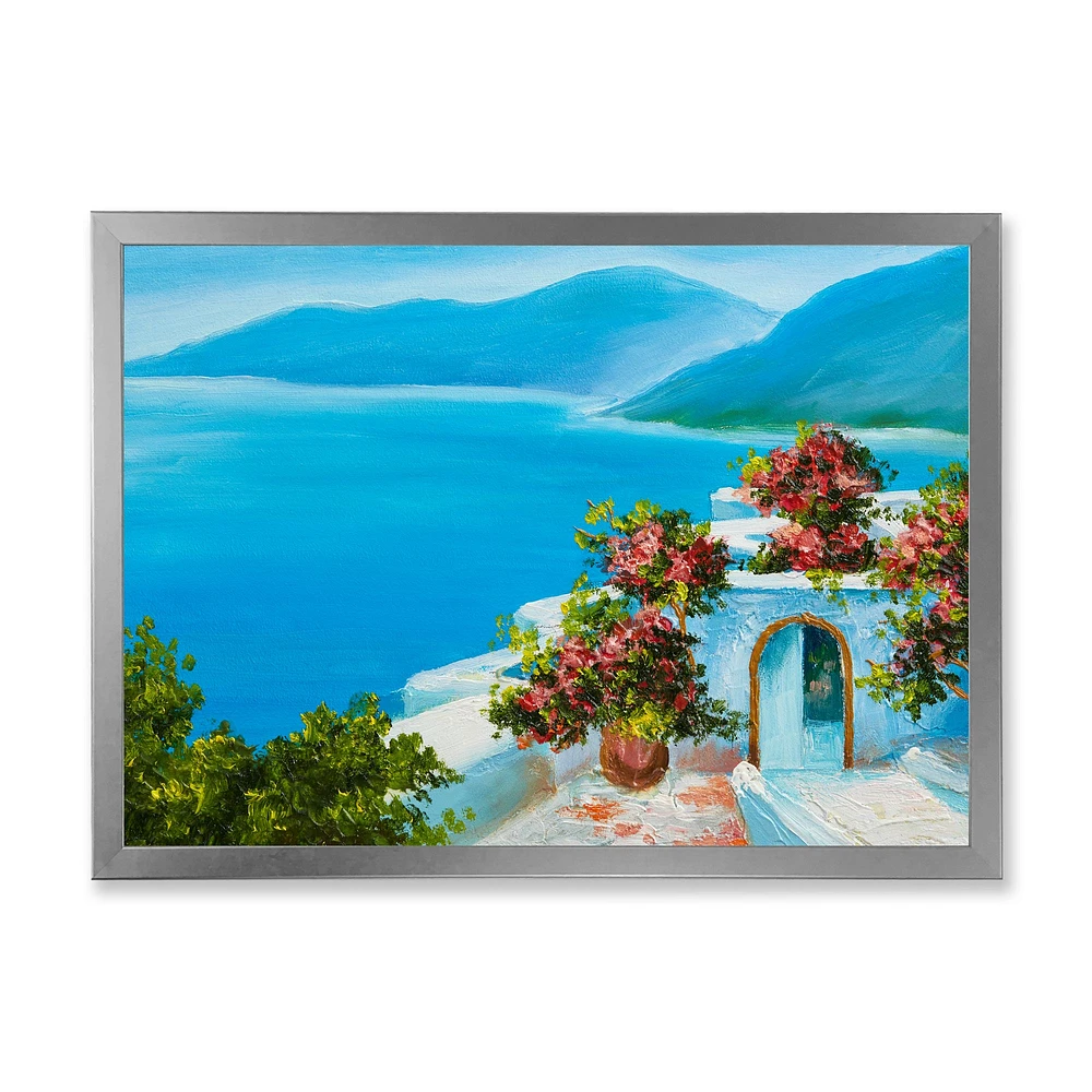 House Near The Sea Colorful Flowers I  Wall Art