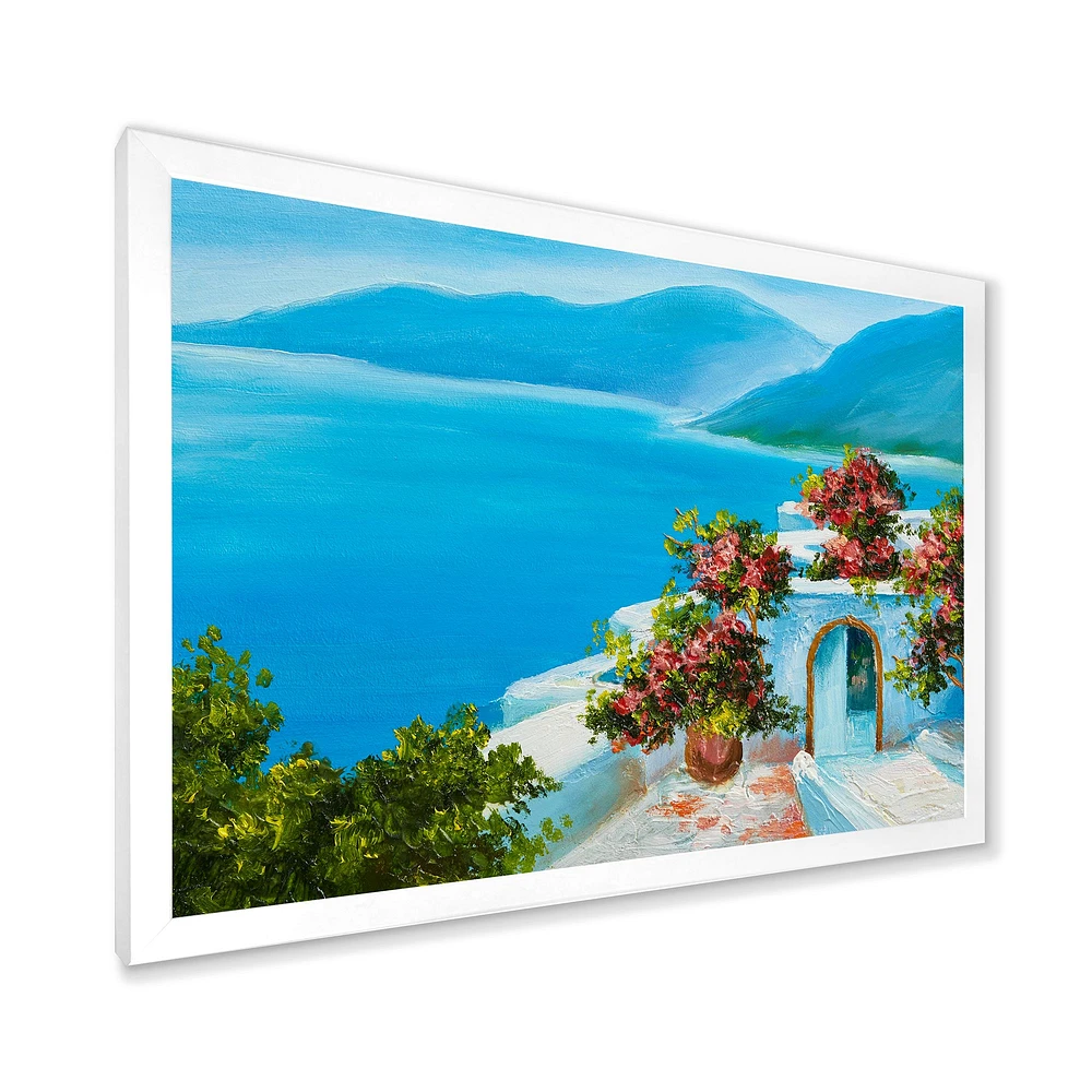 House Near The Sea Colorful Flowers I  Wall Art