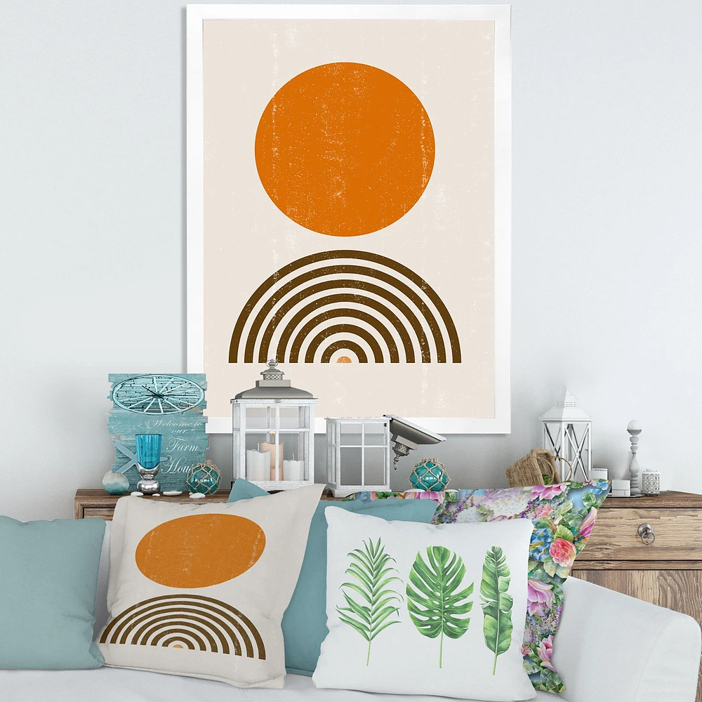 Minimal Orange Sun and Rainbow I Wall Art