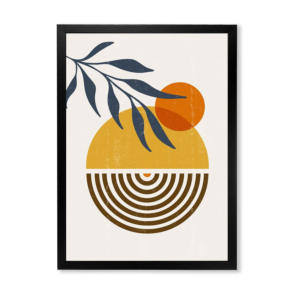 Botanical Minimalist Leaf with Abstract Shapes IV Wall Art