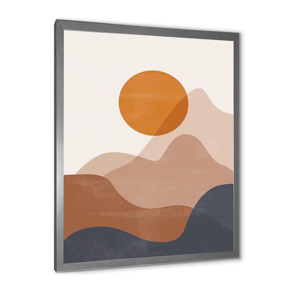 Red Moon Earth Toned Mountains II Wall Art